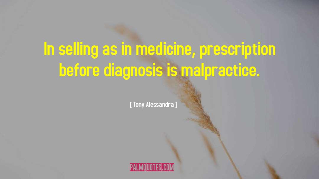 Tony Alessandra Quotes: In selling as in medicine,