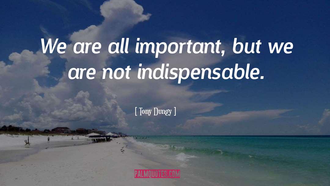 Tony Dungy Quotes: We are all important, but