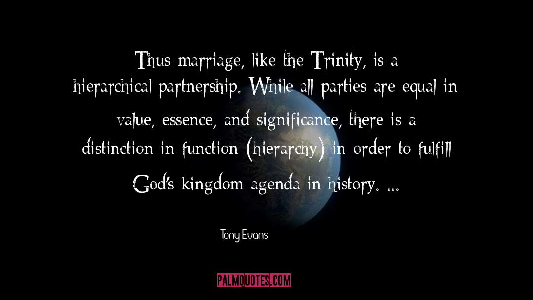 Tony Evans Quotes: Thus marriage, like the Trinity,