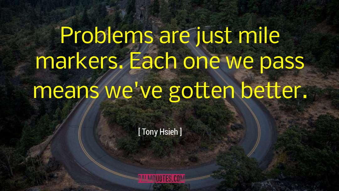 Tony Hsieh Quotes: Problems are just mile markers.