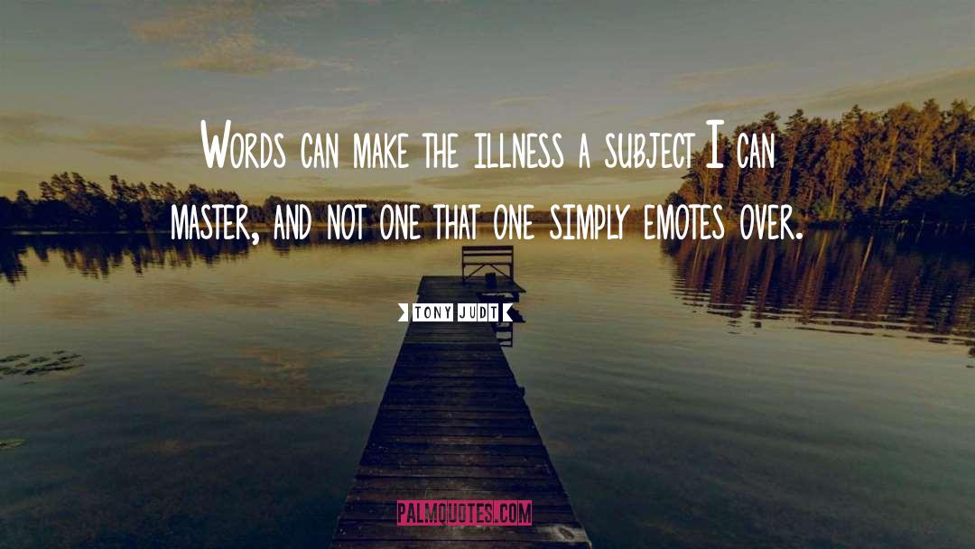 Tony Judt Quotes: Words can make the illness