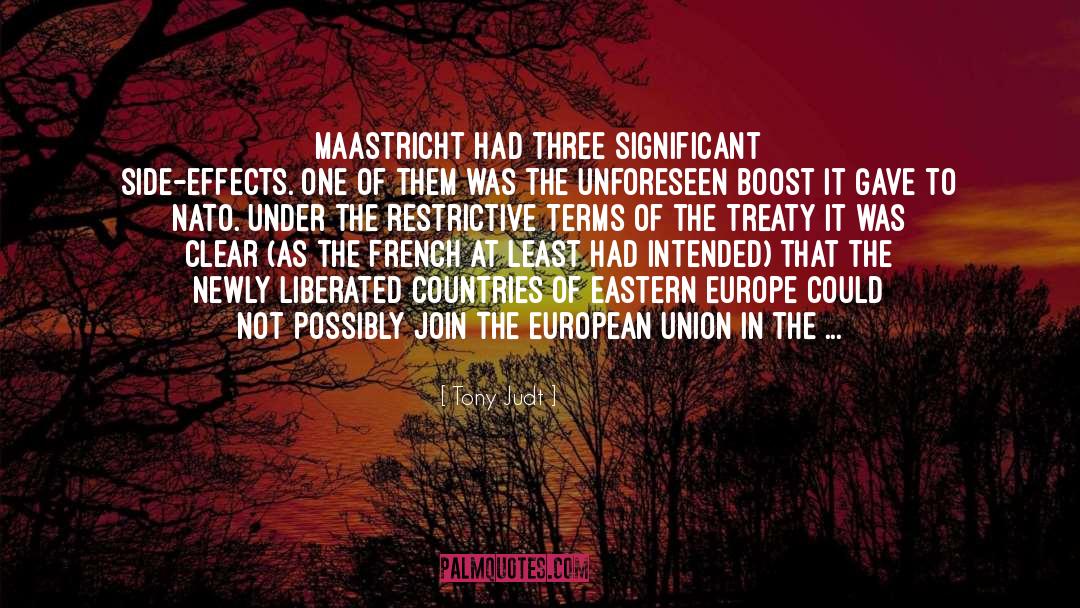 Tony Judt Quotes: Maastricht had three significant side-effects.