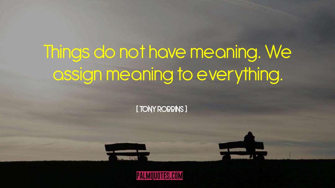 Tony Robbins Quotes: Things do not have meaning.