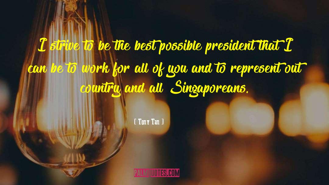 Tony Tan Quotes: I strive to be the