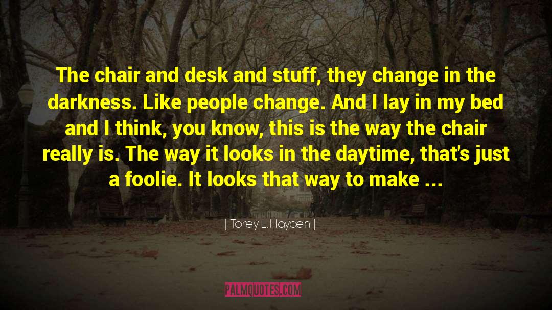 Torey L. Hayden Quotes: The chair and desk and