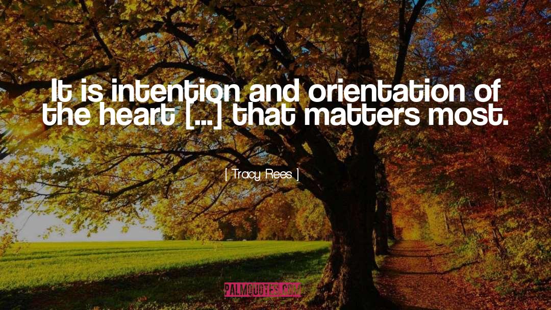 Tracy Rees Quotes: It is intention and orientation