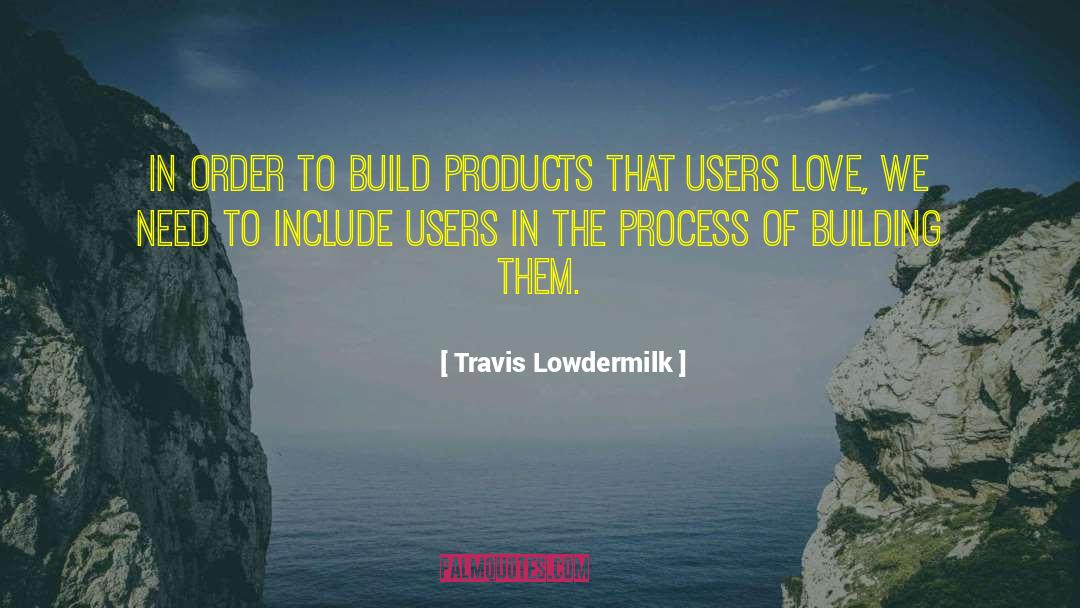 Travis Lowdermilk Quotes: In order to build products