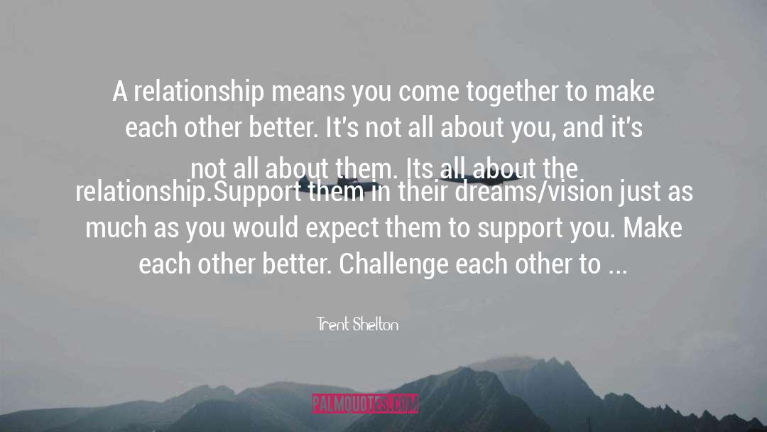 Trent Shelton Quotes: A relationship means you come