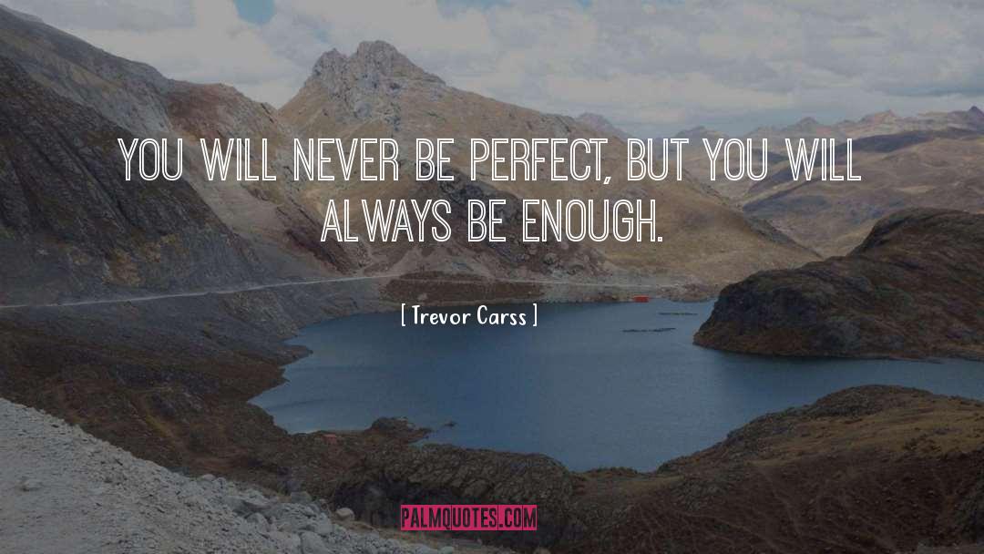 Trevor Carss Quotes: You will never be perfect,