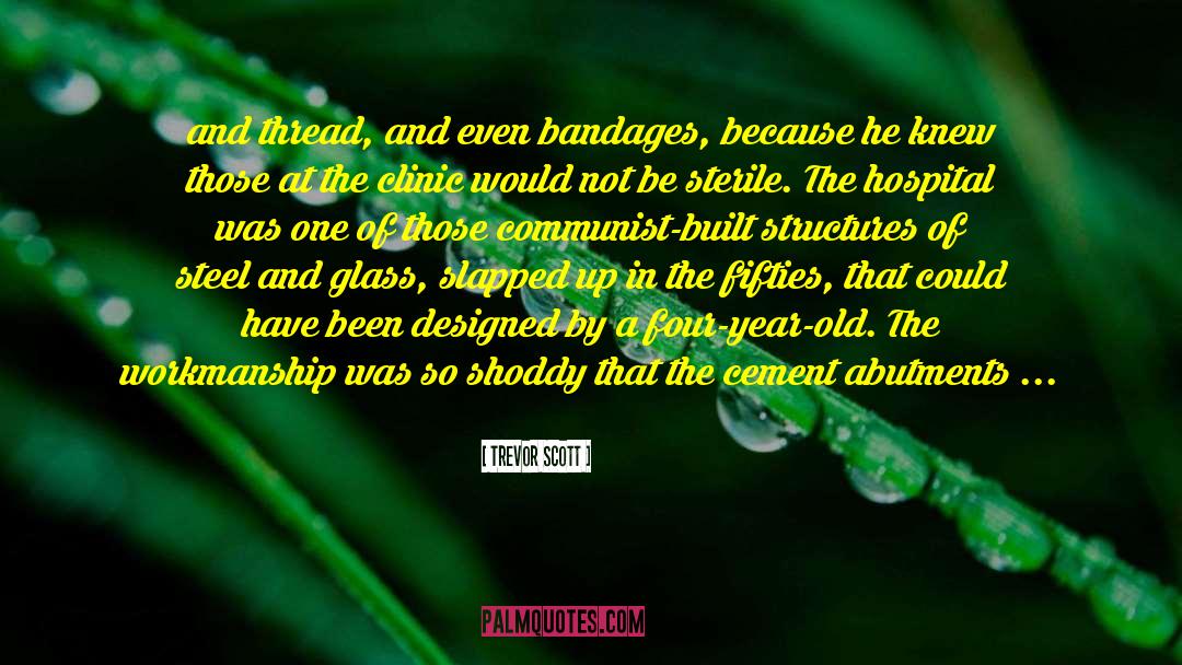 Trevor Scott Quotes: and thread, and even bandages,