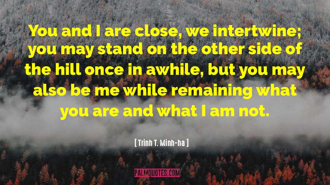 Trinh T. Minh-ha Quotes: You and I are close,