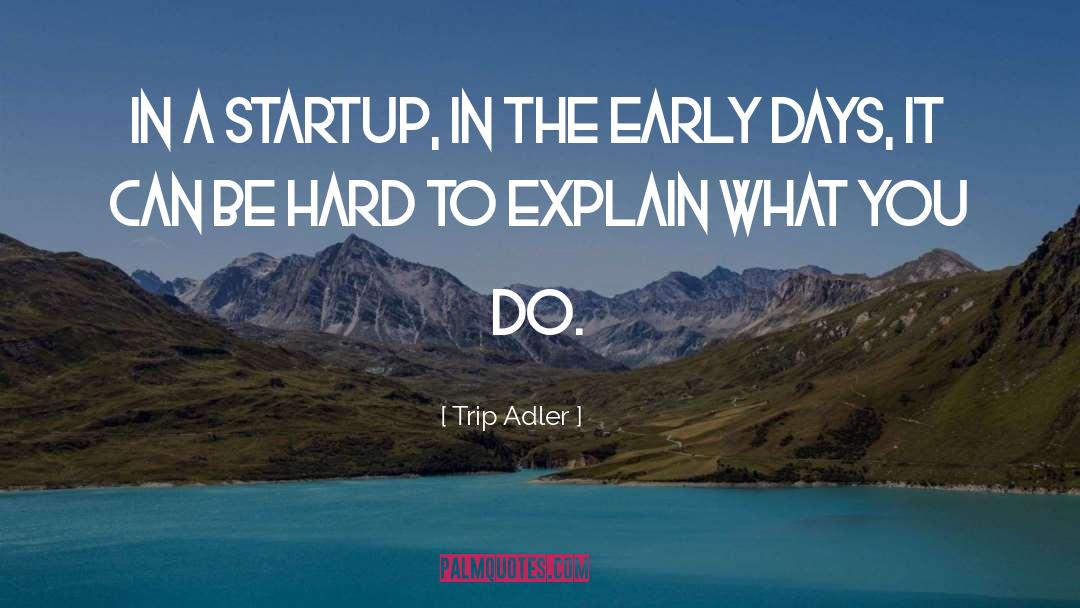 Trip Adler Quotes: In a startup, in the