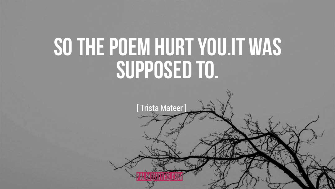 Trista Mateer Quotes: so the poem hurt you.<br