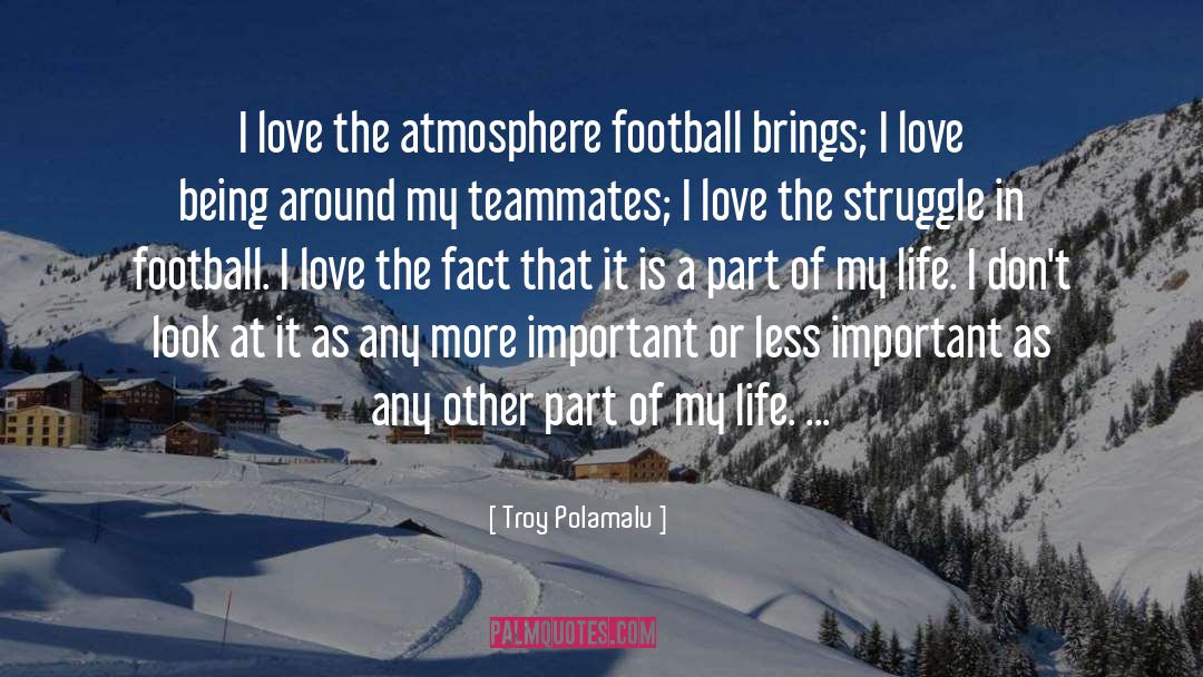 Troy Polamalu Quotes: I love the atmosphere football