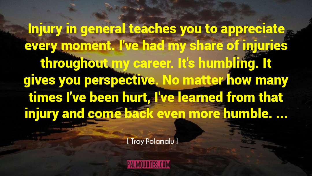 Troy Polamalu Quotes: Injury in general teaches you