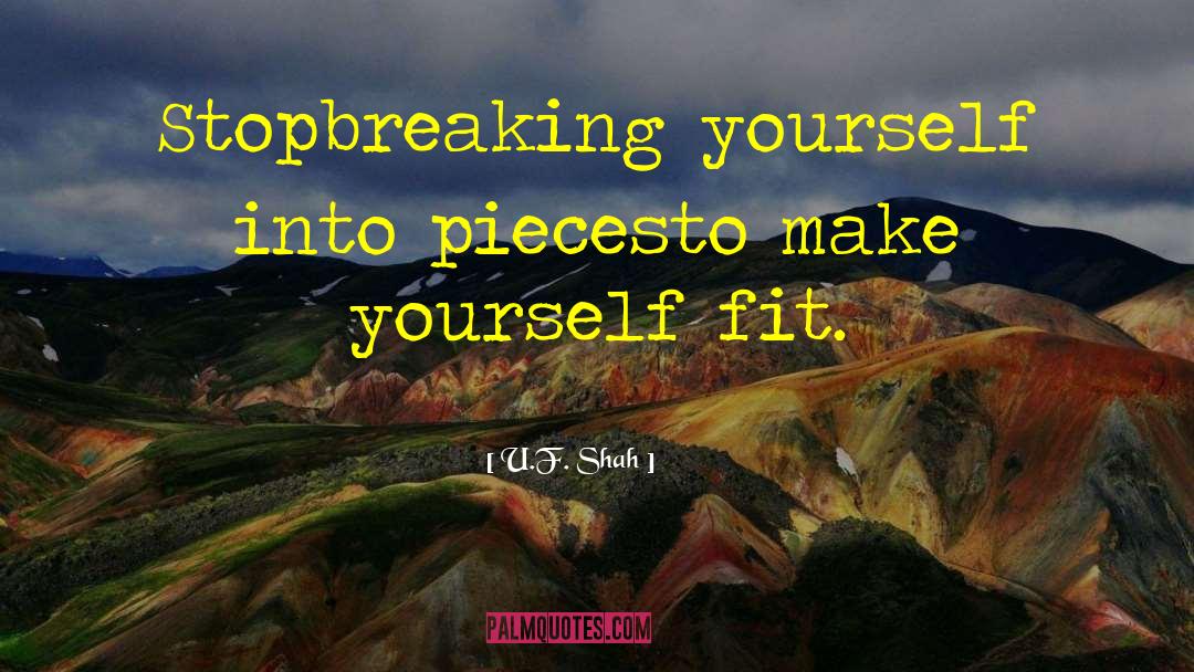 U.F. Shah Quotes: Stop<br />breaking yourself into pieces<br