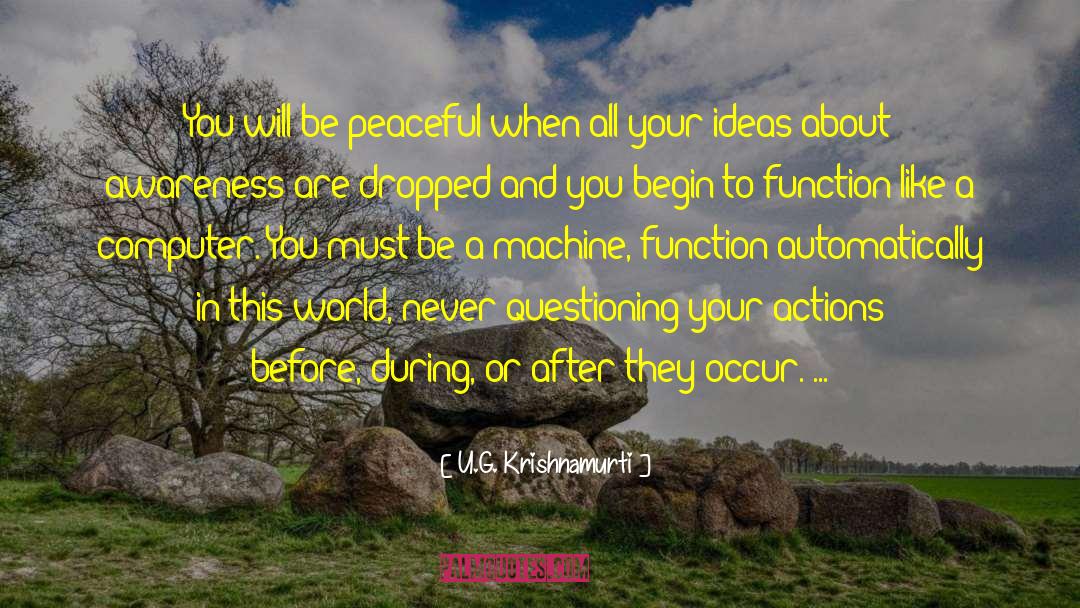 U.G. Krishnamurti Quotes: You will be peaceful when