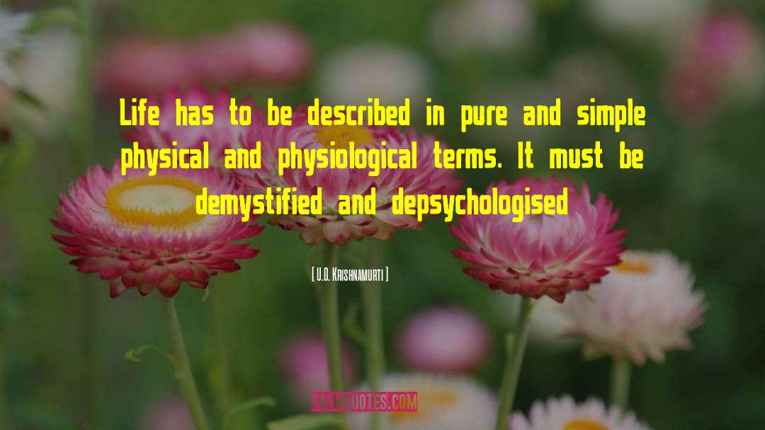 U.G. Krishnamurti Quotes: Life has to be described