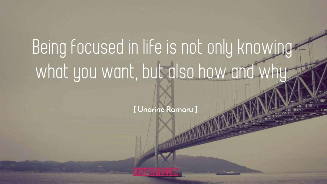 Unarine Ramaru Quotes: Being focused in life is