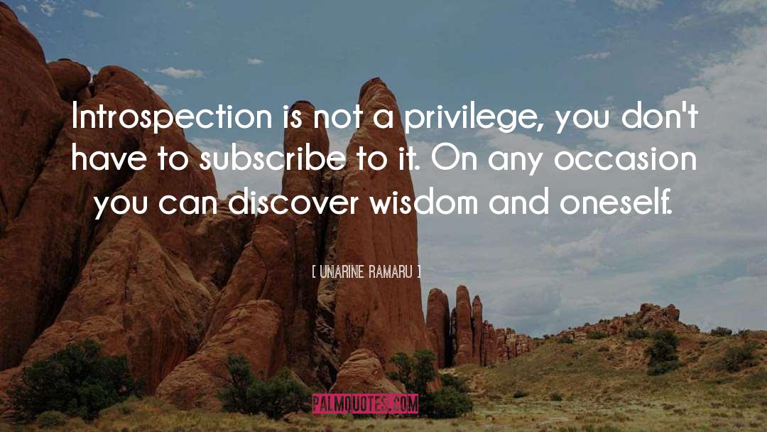 Unarine Ramaru Quotes: Introspection is not a privilege,