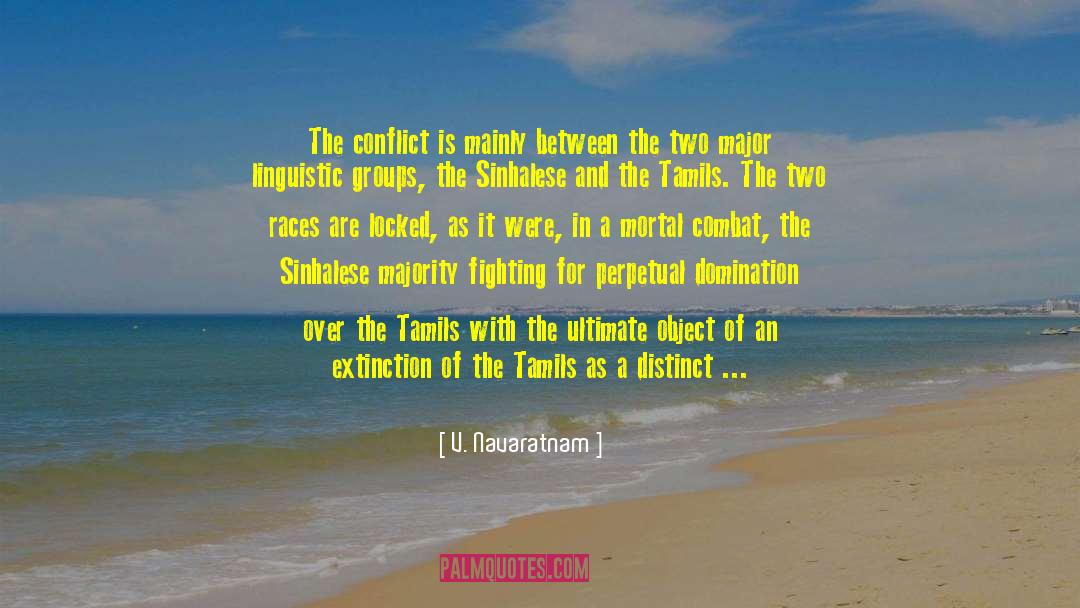 V. Navaratnam Quotes: The conflict is mainly between