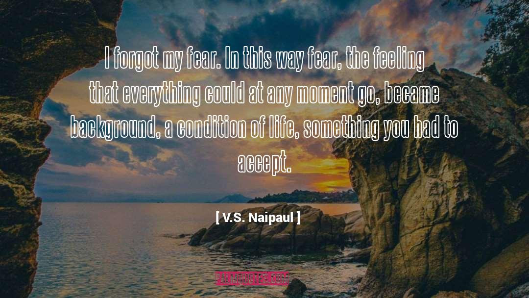 V.S. Naipaul Quotes: I forgot my fear. In