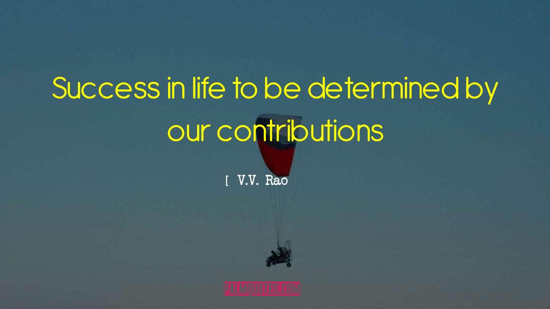 V.V. Rao Quotes: Success in life to be