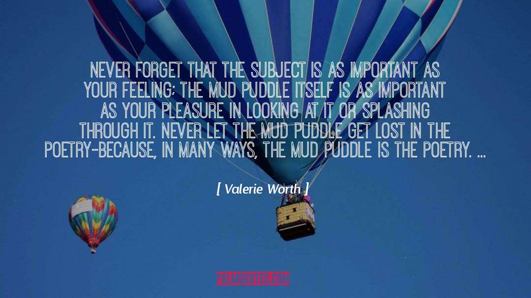 Valerie Worth Quotes: Never forget that the subject