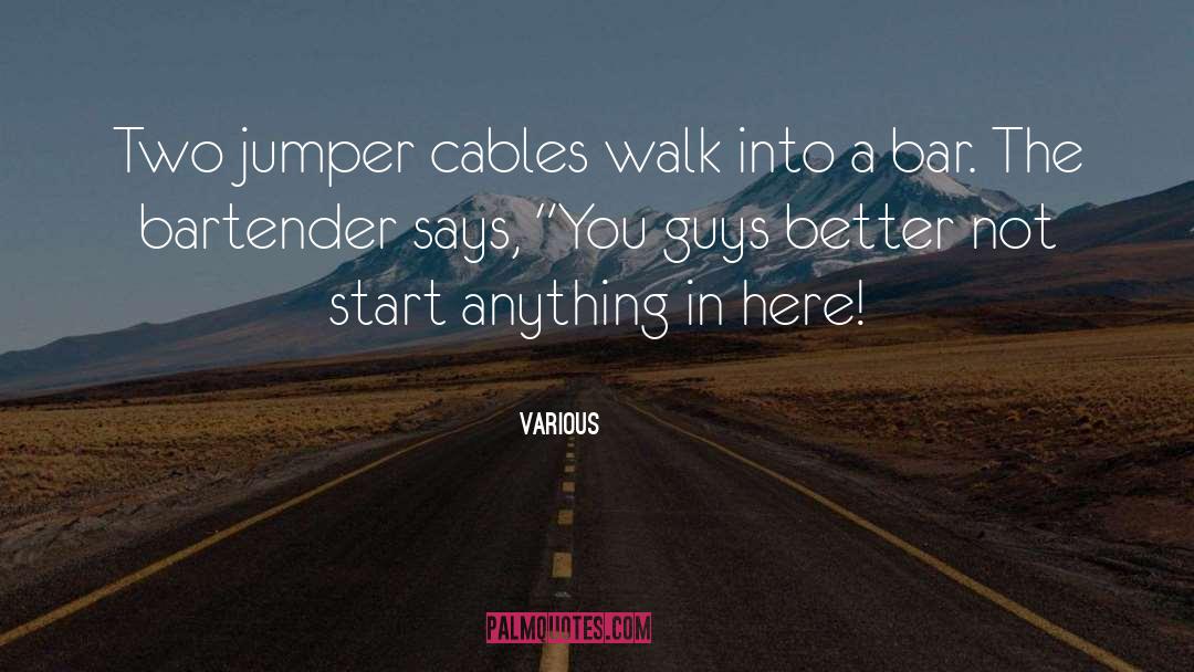 Various Quotes: Two jumper cables walk into