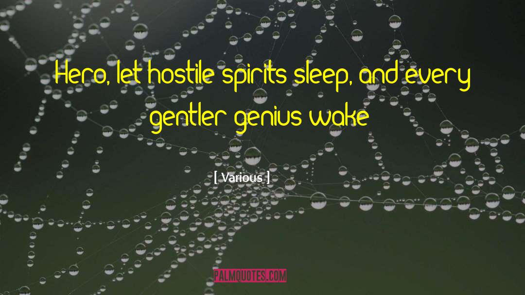 Various Quotes: Hero, let hostile spirits sleep,