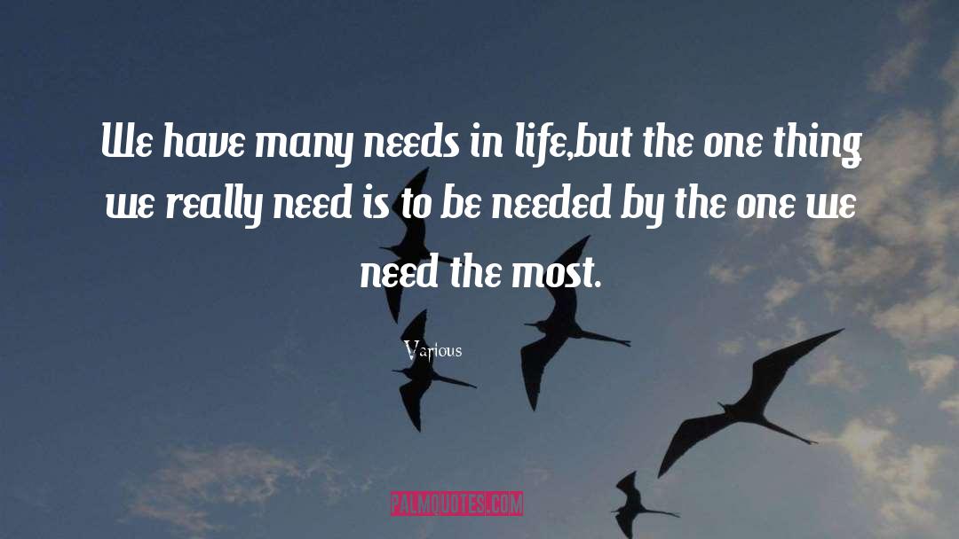 Various Quotes: We have many needs in