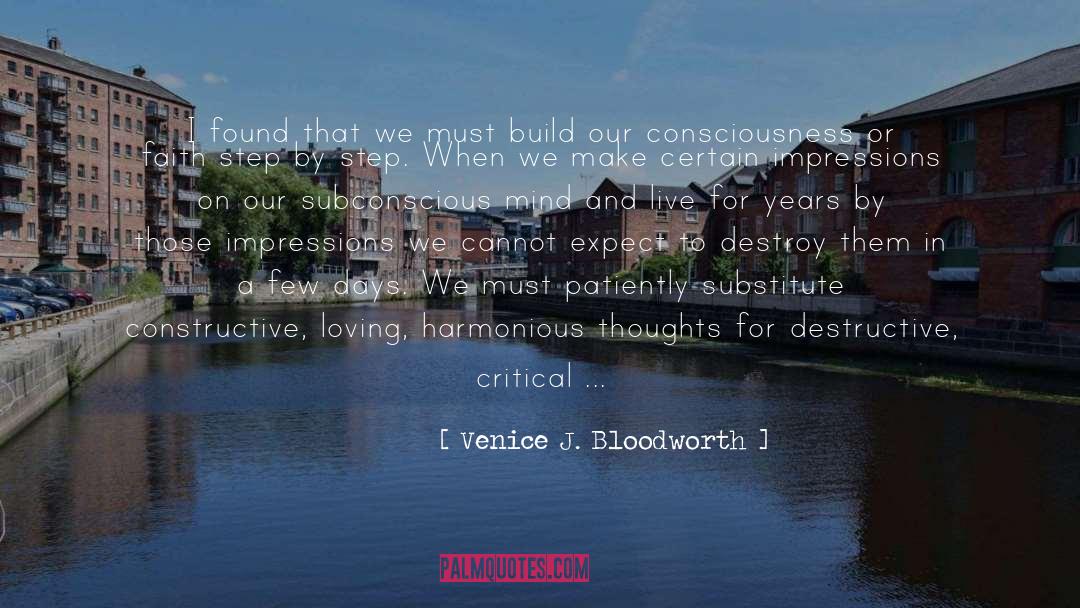 Venice J. Bloodworth Quotes: I found that we must