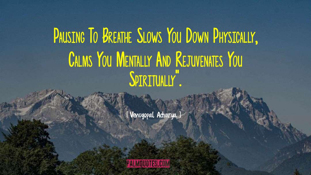 Venugopal Acharya Quotes: Pausing To Breathe Slows You