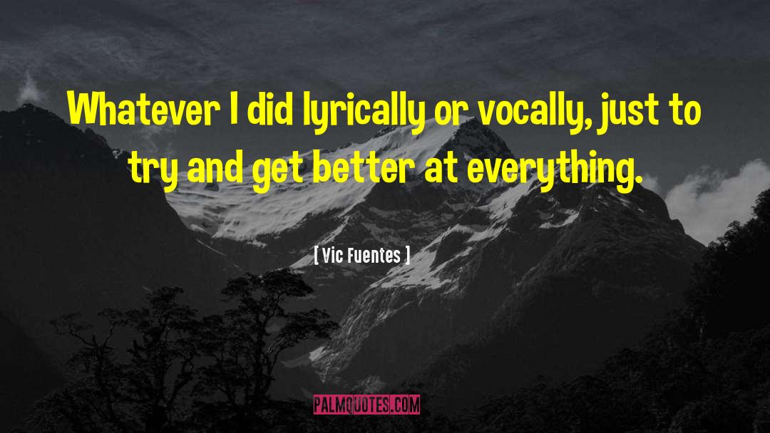 Vic Fuentes Quotes: Whatever I did lyrically or