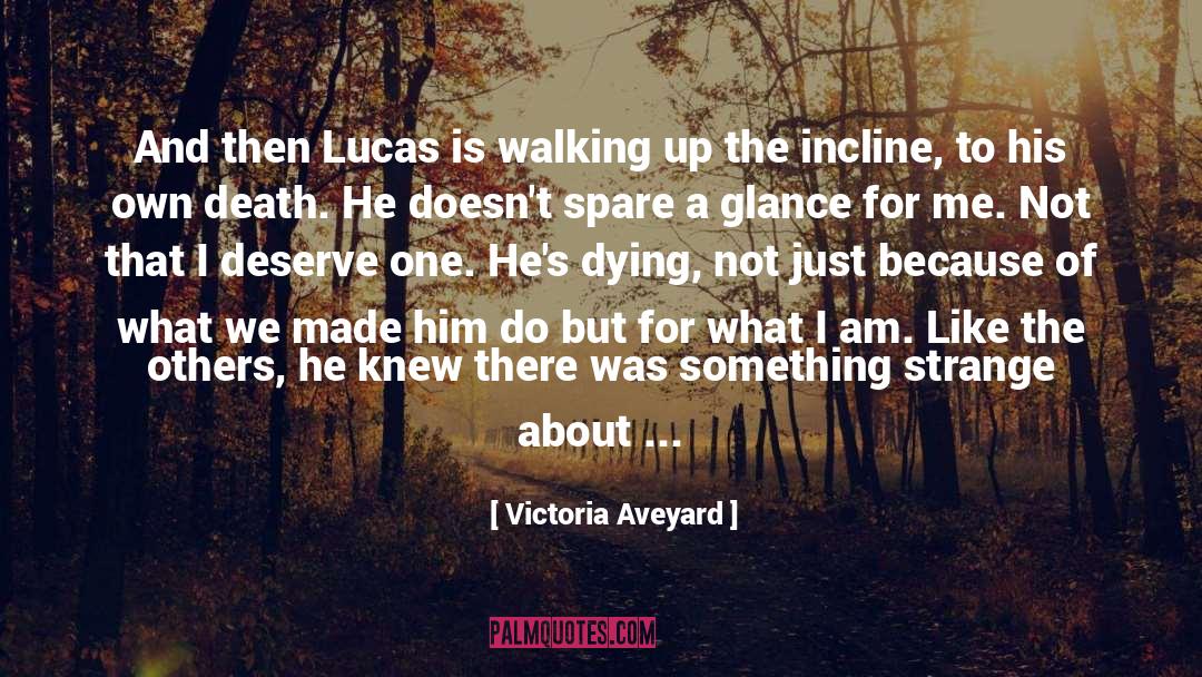 Victoria Aveyard Quotes: And then Lucas is walking