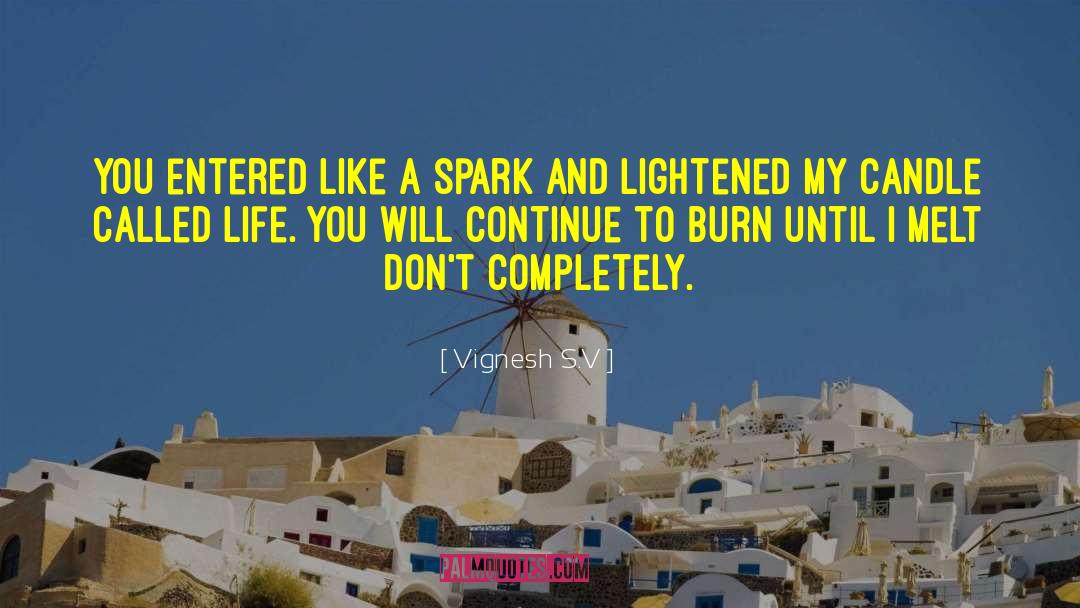 Vignesh S.V Quotes: You entered like a spark