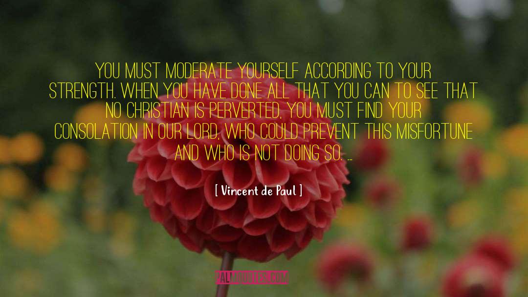 Vincent De Paul Quotes: You must moderate yourself according