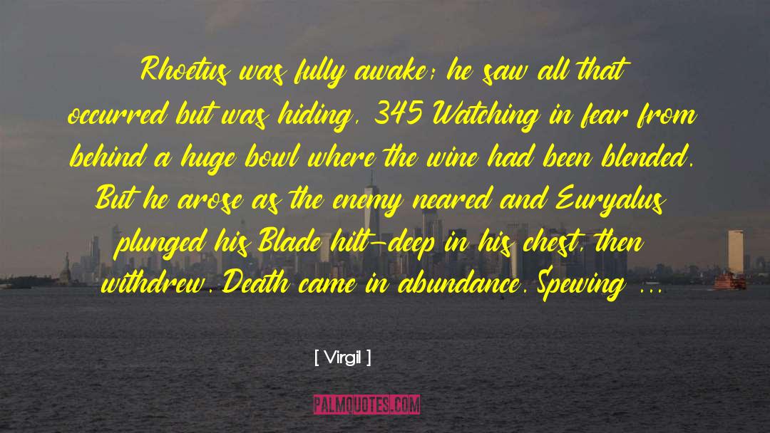 Virgil Quotes: Rhoetus was fully awake; he