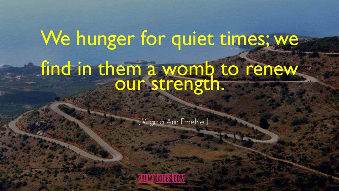 Virginia Ann Froehle Quotes: We hunger for quiet times;