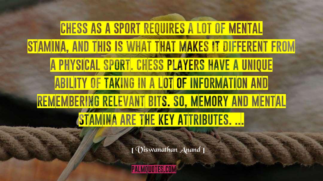 Viswanathan Anand Quotes: Chess as a sport requires