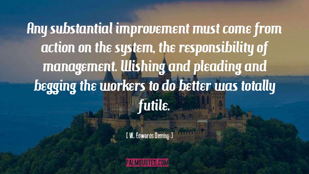 W. Edwards Deming Quotes: Any substantial improvement must come