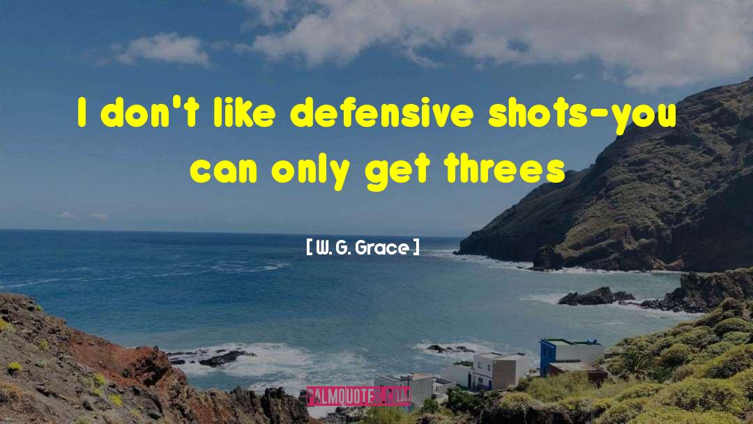 W. G. Grace Quotes: I don't like defensive shots-you