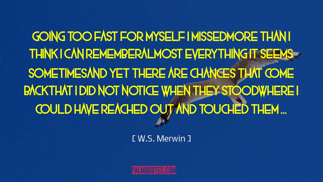 W.S. Merwin Quotes: Going too fast for myself