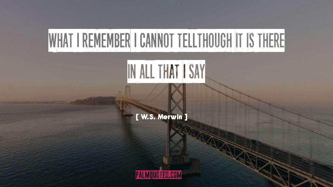 W.S. Merwin Quotes: What I remember I cannot