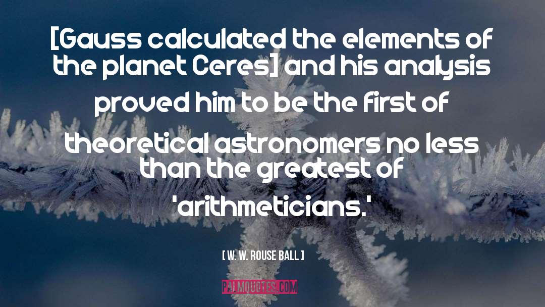 W. W. Rouse Ball Quotes: [Gauss calculated the elements of