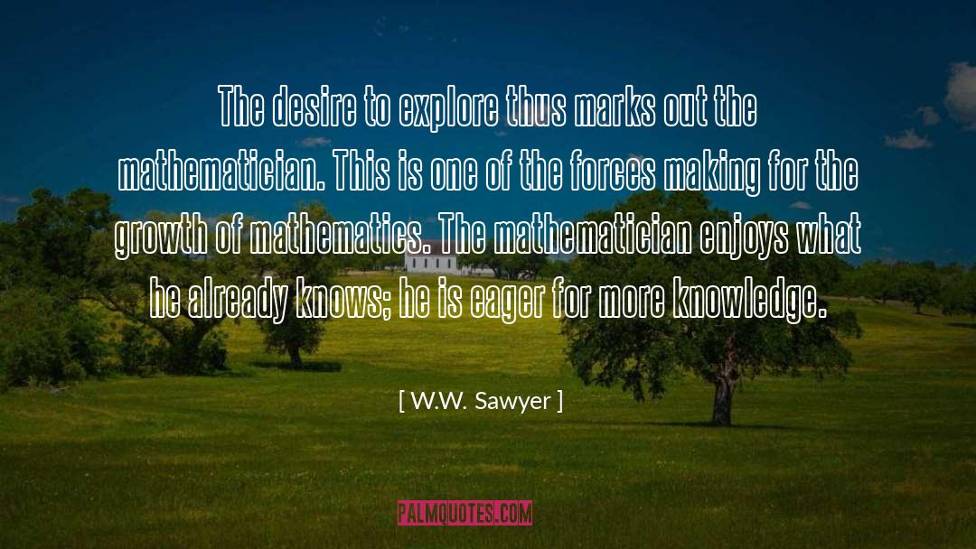 W.W. Sawyer Quotes: The desire to explore thus
