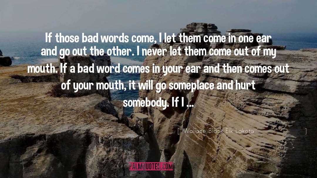 Wallace Black Elk Lakota Quotes: If those bad words come,