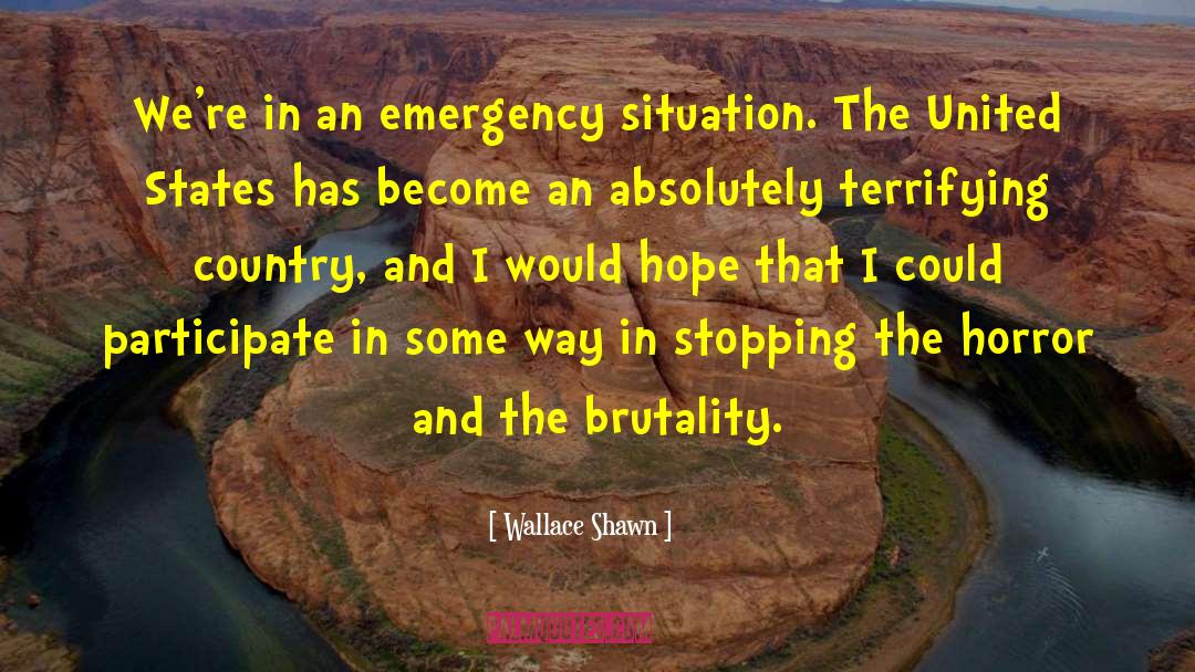 Wallace Shawn Quotes: We're in an emergency situation.