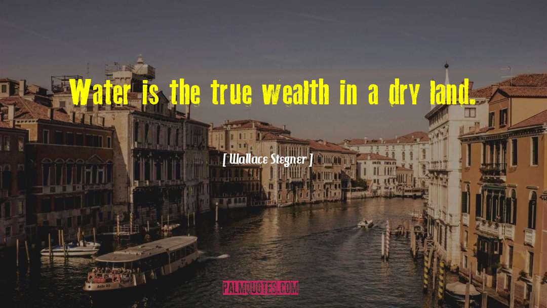 Wallace Stegner Quotes: Water is the true wealth