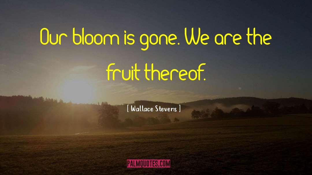 Wallace Stevens Quotes: Our bloom is gone. We